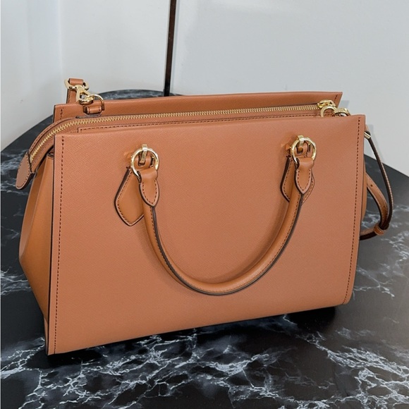 MICHAEL KORS Handbag Large Saffiano Leather Luggage Brown Satchel Bag AUTHENTIC - Picture 8 of 12